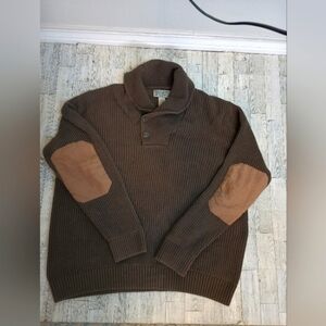 Duluth Trading Co Sweater Mens Ribbed Shawl Collar Wool Brown Large